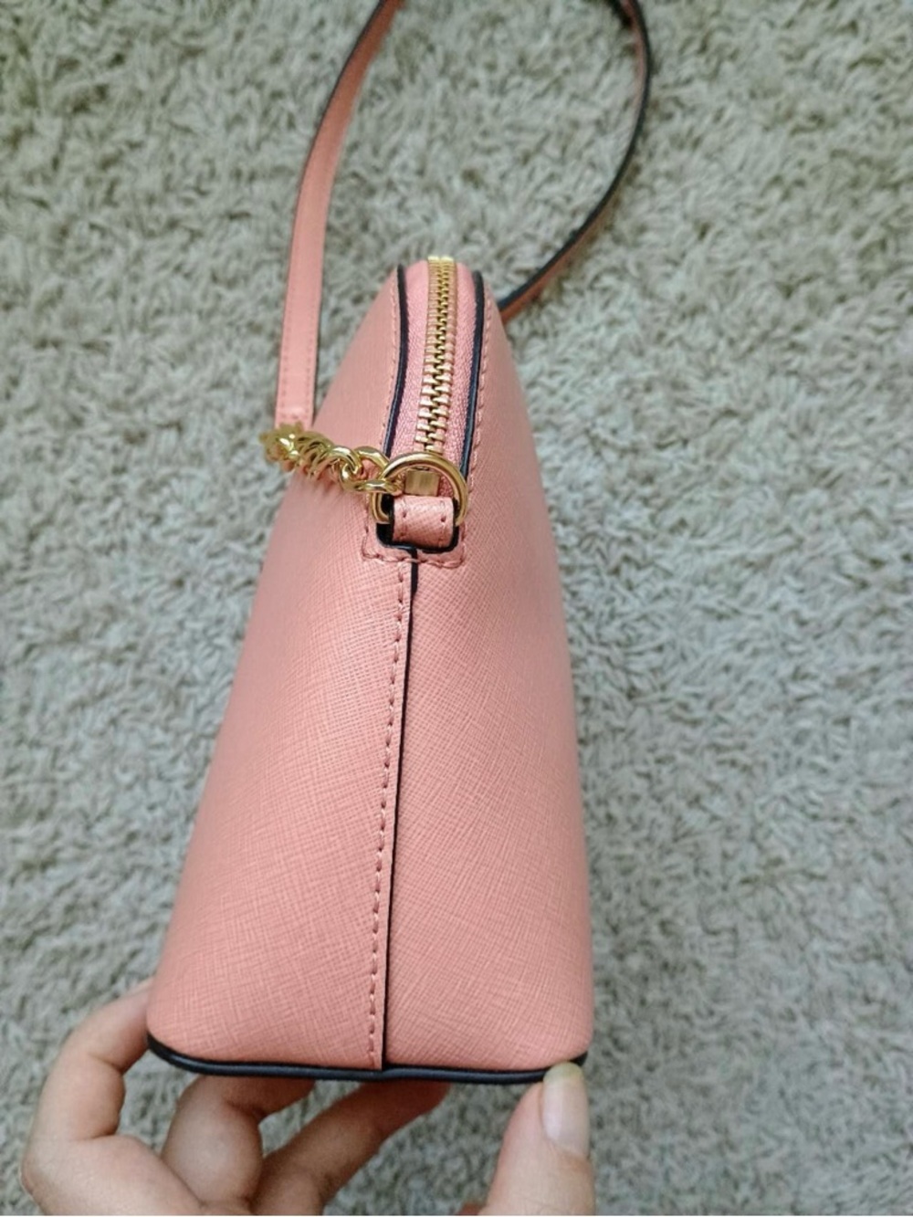 NWT Michael Kors Cindy Dome Leather Crossbody Peach - Picture 4 of 16